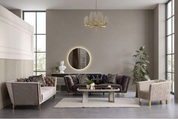 Modernes Set Luxus Sofagarnitur 3+3+1 Sitzer Stilvolle Polster Sitzmöbel