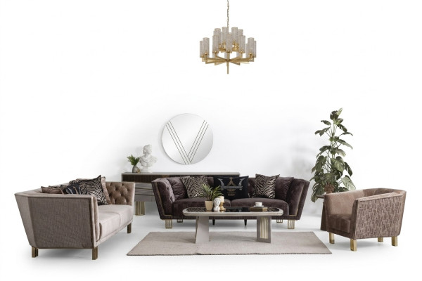 Modernes Set Luxus Sofagarnitur 3+3+1 Sitzer Stilvolle Polster Sitzmöbel