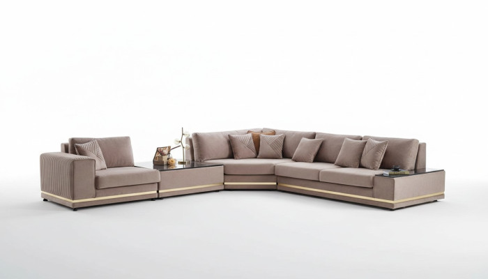 Beige L-Form Wohnlandschaft Designer Polstersofa Stilvolle Couchen Neu