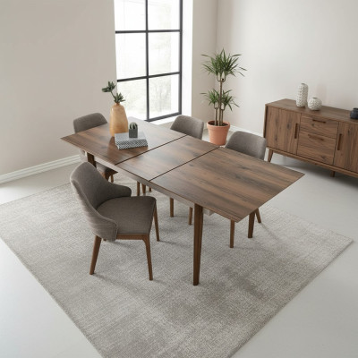Komplette Esszimmer Garnitur Esstisch 4x Braune Polsterstühle 5tlg Set