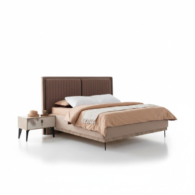 Braunes Doppelbett Designer Schlafzimmer Möbel Polster Luxus Betten