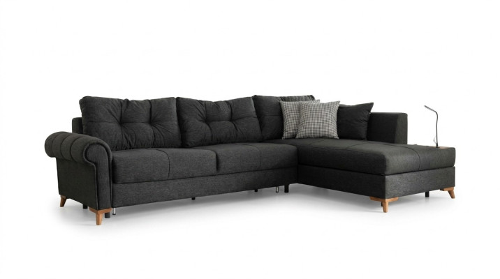 Schwarzes Ecksofa Moderne L-Form Couch Wohnzimmer Polster Eckcouch Neu