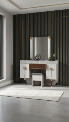 Moderne Schlafzimmer Holz Möbel Schminktisch Hocker Spiegel Garnitur