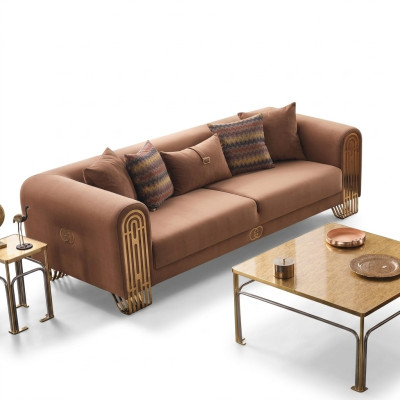 Moderner Edelstahl Dreisitzer Luxus Polstersofas Textilmöbel Sofa Couch