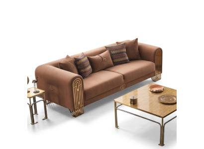 Moderner Edelstahl Dreisitzer Luxus Polstersofas Textilmöbel Sofa Couch