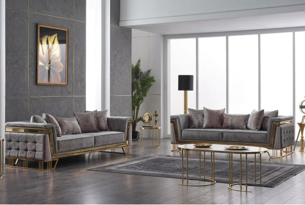 Luxus Sofa Set Designer Garnitur Dreisitzer Textilmöbel Wohngruppe Modern
