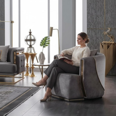 Designer Sessel Wohnzimmer Luxus Modern Sitz Textil Möbel Polstersessel