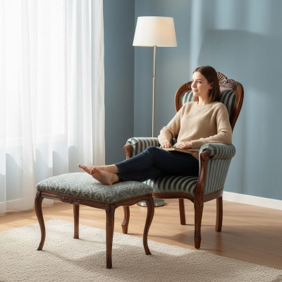Klassischer Sessel Wohnzimmer Einsitzer Designer Polster Sitz Stoffmöbel