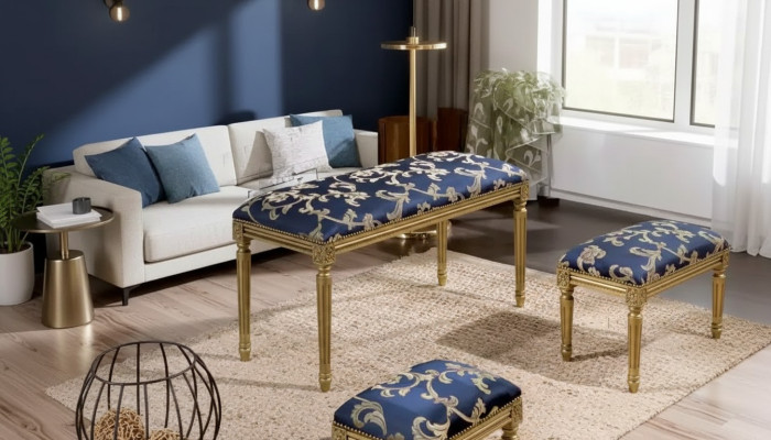 Bank Polsterbank Designer Sitzbank Wohnzimmer Klassischer Möbel Bank
