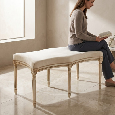 Bank Wohnzimmer Sitzbank Klassischer Sitzmöbel Stoff Textil Bank