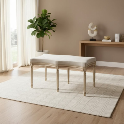 Bank Wohnzimmer Sitzbank Klassischer Sitzmöbel Stoff Textil Bank
