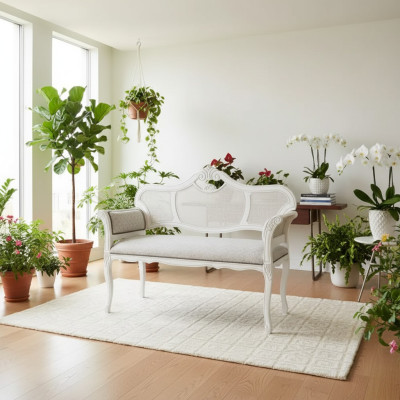 Bank Wohnzimmer Klassischer Sitzbank Stoff Textil Möbel Sitzbänke Bänke