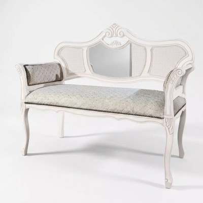 Bank Wohnzimmer Klassischer Sitzbank Stoff Textil Möbel Sitzbänke Bänke