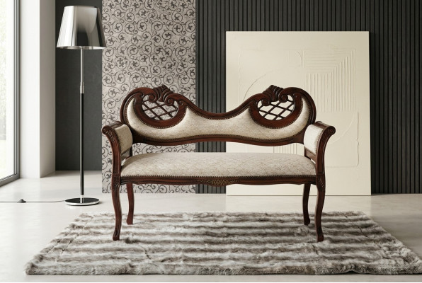 Wohnzimmer Luxus Bank Polster Stoff Textil Sitzmöbel Polsterbank
