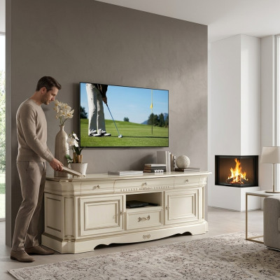 Kommode Weiß tv Ständer Holz Sideboard Klassischer Möbel Wohnzimmer