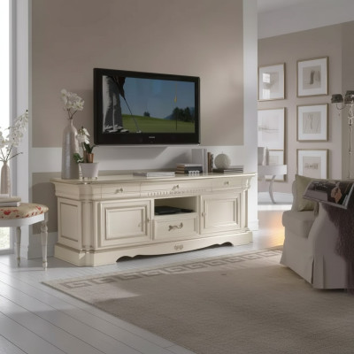 Kommode Weiß tv Ständer Holz Sideboard Klassischer Möbel Wohnzimmer