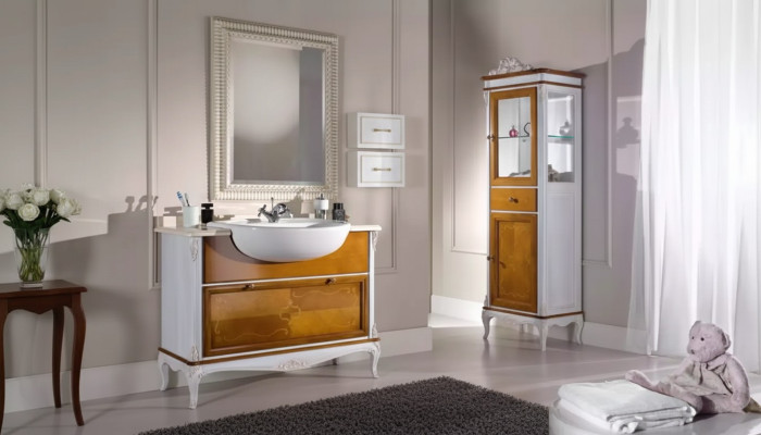 Badezimmer Design Möbel 2 tlg Set Garnitur Schrank Luxus Vitrine Neu
