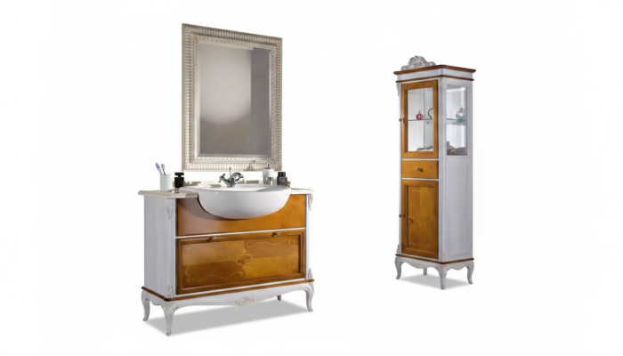 Badezimmer Design Möbel 2 tlg Set Garnitur Schrank Luxus Vitrine Neu