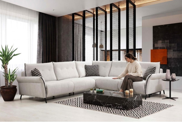 Wohnzimmer Sofa L-Form Modern Design Textil Stoff Luxus Couch Polstermöbel