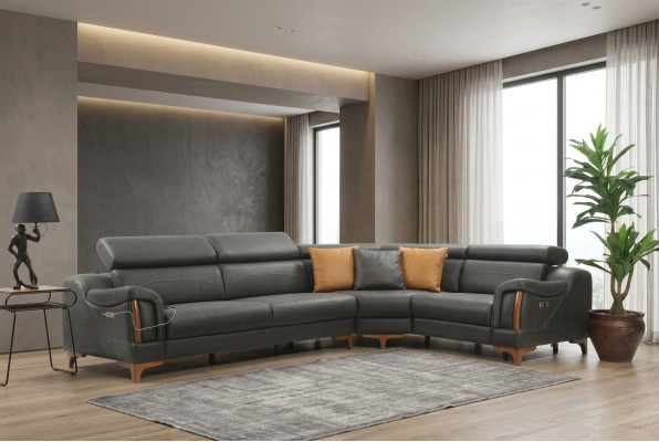 Ecksofa L-Form Sofa Couch Design Polster Modern Textil Möbel Wohnzimmer