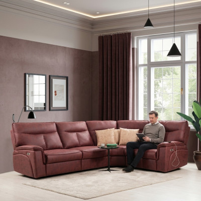 Luxus Ecksofa Rot Sofa Couch L-Form Modern Polstermöbel Designer Wohnzimmer