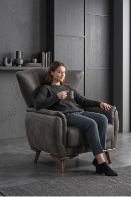 Modern Sessel Luxus Wohnzimmer Polstermöbel Grau Sitz Design Möbel