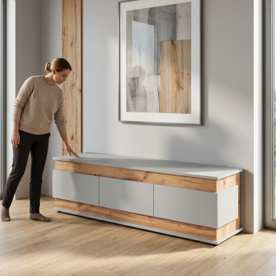 Luxus Weiß TV Ständer Wohnzimmer Modern Design Neu Holz Möbe Lowboard