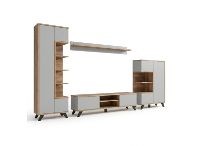 Wohnwände Garnitur 4 tlg Luxus Wohnzimmer Set TV-Ständer Bücherregal Möbel Neu