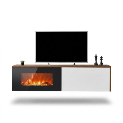 Modern TV Ständer mit Kamin Luxus Wohnzimmer Neu Design Möbel Holz