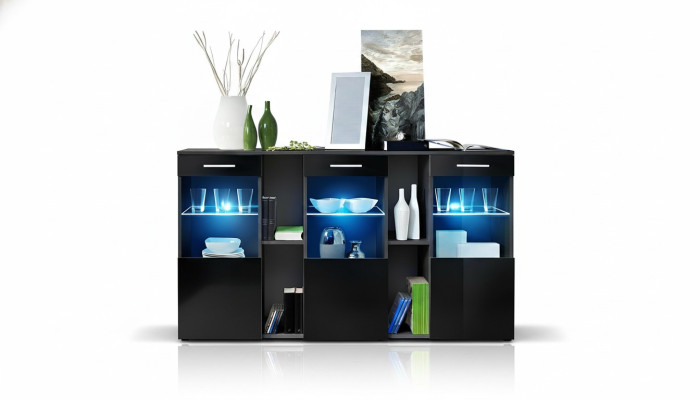 Schwarz Sideboard Designer Kommode Wohnzimmer Modern Holz Möbel