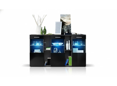 Schwarz Sideboard Designer Kommode Wohnzimmer Modern Holz Möbel