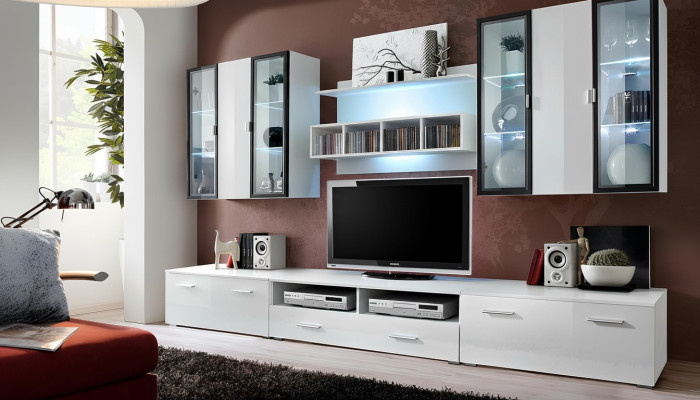 Wohnwand Designer TV-Ständer Wohnzimmer Einrichtung Holz Modern Möbel