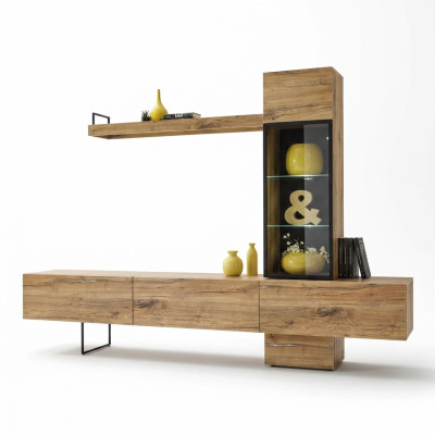Wohnwand Designer Wohnzimmer Set Lowboard Wandregal TV-Ständer Neu Möbel