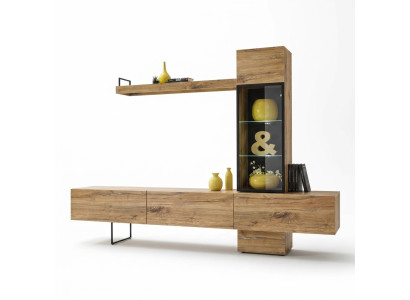 Wohnwand Designer Wohnzimmer Set Lowboard Wandregal TV-Ständer Neu Möbel