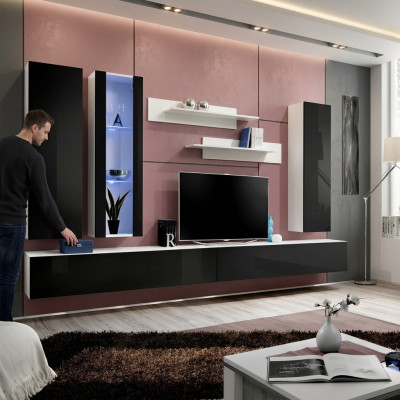 Wohnzimmer Set 7 tlg Luxus Wohnwand Modern Designer Wandschrank Neu TV Ständer