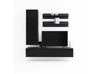 Luxus Modern Wohnwand Lowboard Wandschrank Wohnzimmer Holzmöbel 4tlg. Neu