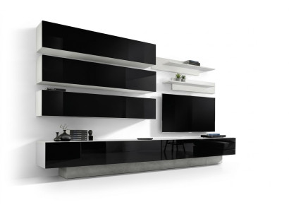 Set 7 tlg. Designer Wohnzimmer Wohnwand Wandschrank Sideboard TV-Ständer Neu