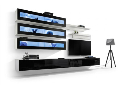 Weiß Luxus Wohnzimmer Wohnwand Möbel 3x Wandschrank TV-Ständer