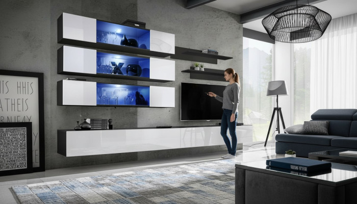 Designer Komplett Wohnwand Lowboard Wohnzimmermöbel Einrichtung Wandschrank