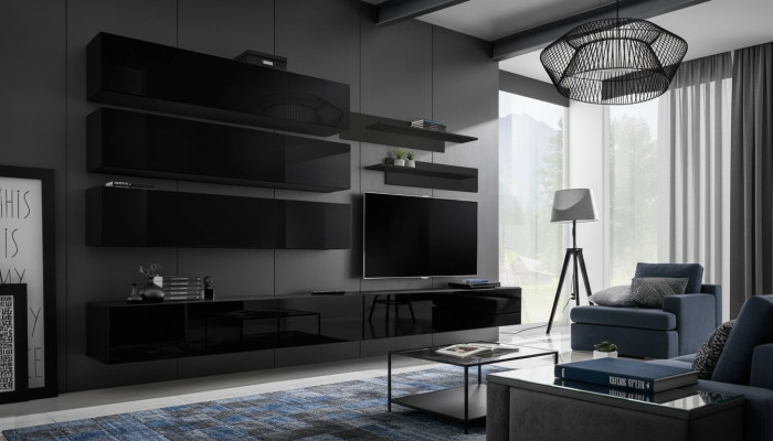 Design Wandschrank Wohnwand Wohnzimmer Holz Einrichtung Wand Regale Neu