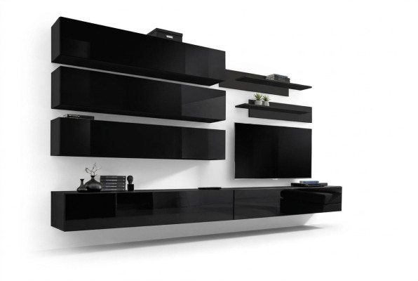 Design Wandschrank Wohnwand Wohnzimmer Holz Einrichtung Wand Regale Neu