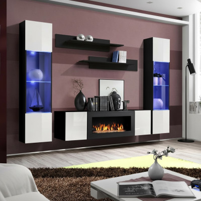 Luxus Wohnwand Wohnzimmer Modern Designer Hänge Vitrine Sideboard Einrichtung