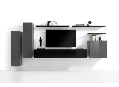 Luxus Wohnzimmer Moderne Designer Möbel Grau Wohnwand TV-Ständer Wandregal