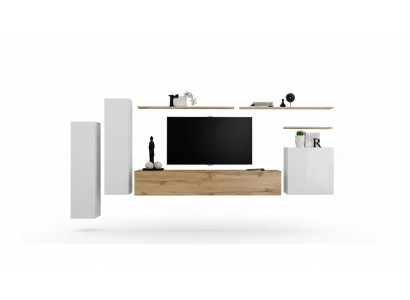 Designer Wohnwand Wandregal Set 7tlg Luxus Modern Wohnzimmermöbel