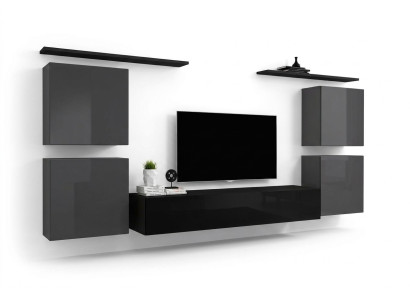 Garnitur 7tlg Wohnwand Luxus Wohnzimmer Set Holz Wandregal Möbel Einrichtung Neu