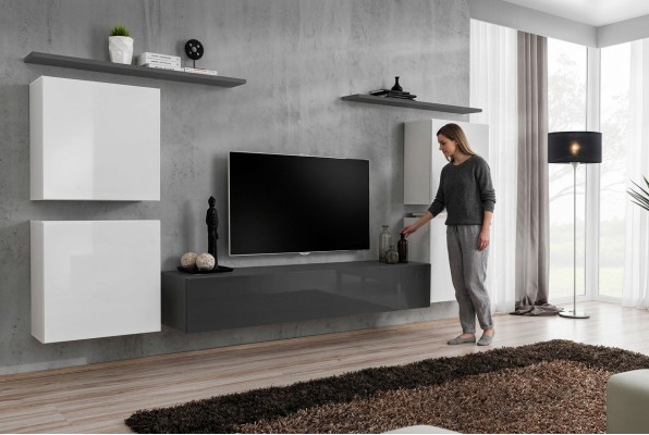Design Wohnwand Luxus Einrichtung Komplett Wandregal Holzmöbel Wandschrank