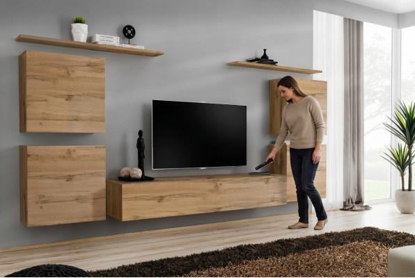 Design Wandschrank Regal Wohnzimmer Holz TV Ständer Wand Regale Neu Holzmöbel