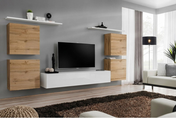 Luxus Wohnzimmer rtv Wohnwand Wandschrank Regal tv Holz Wand Regale Neu