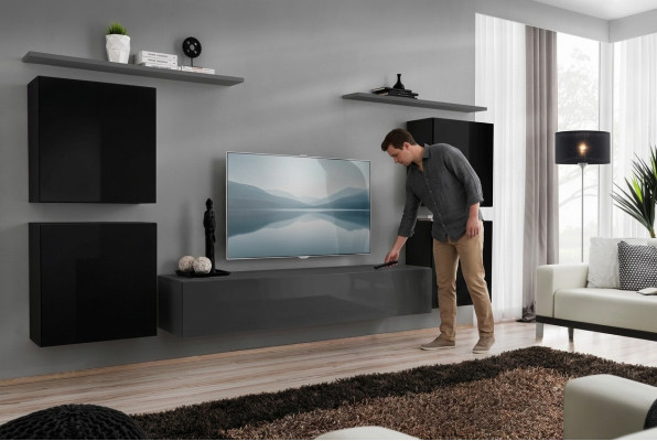 Luxus Set Regal Wohnwand Holzmöbel Komplett 4x Wandschrank Wohnzimmer Neu
