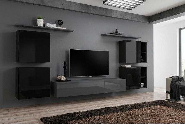 Luxus Set Regal Wohnwand Holzmöbel Komplett 4x Wandschrank Wohnzimmer Neu
